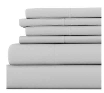 Premium Ultra Soft Microfiber Wrinkle Free 6 Piece Sheet Set-Light Gray