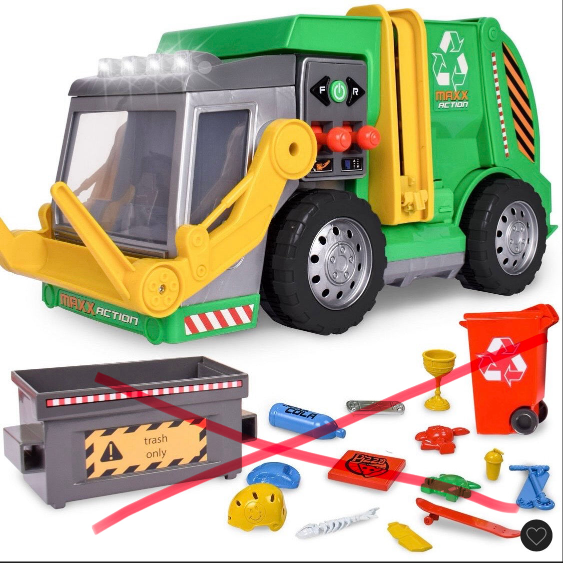 Maxx action 3-in-1 Maxx recycler - toy garbage truck with joystick controllers - AS IS - MISSING ACCESSORIES