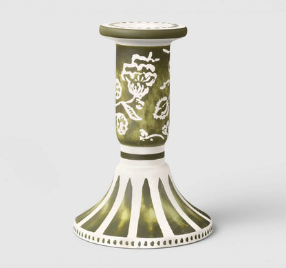 6”X4”Ceramic mixed floral painted taper candle holder