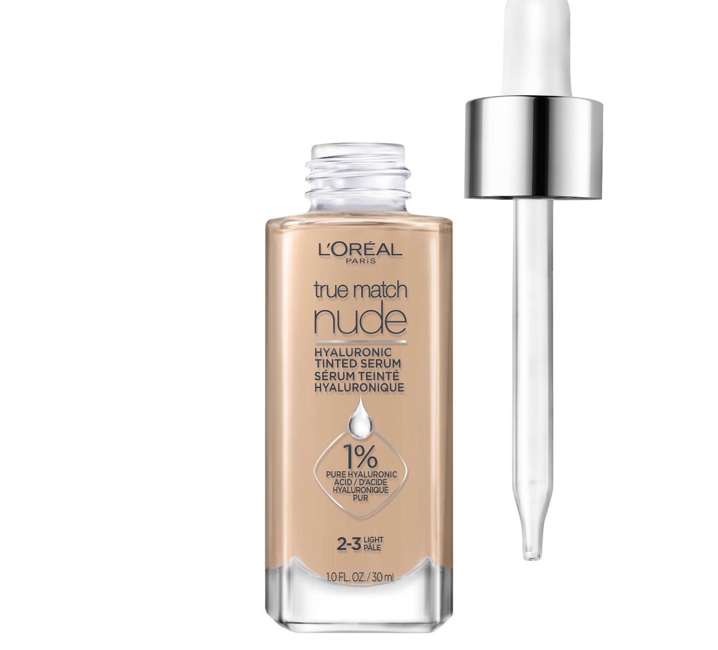 L'Oréal Paris True Match Nude Hyaluronic Tinted Serum foundation in the Light 2-3 shade