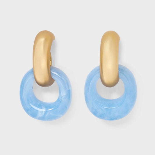 Linked Drop Hoop Earrings