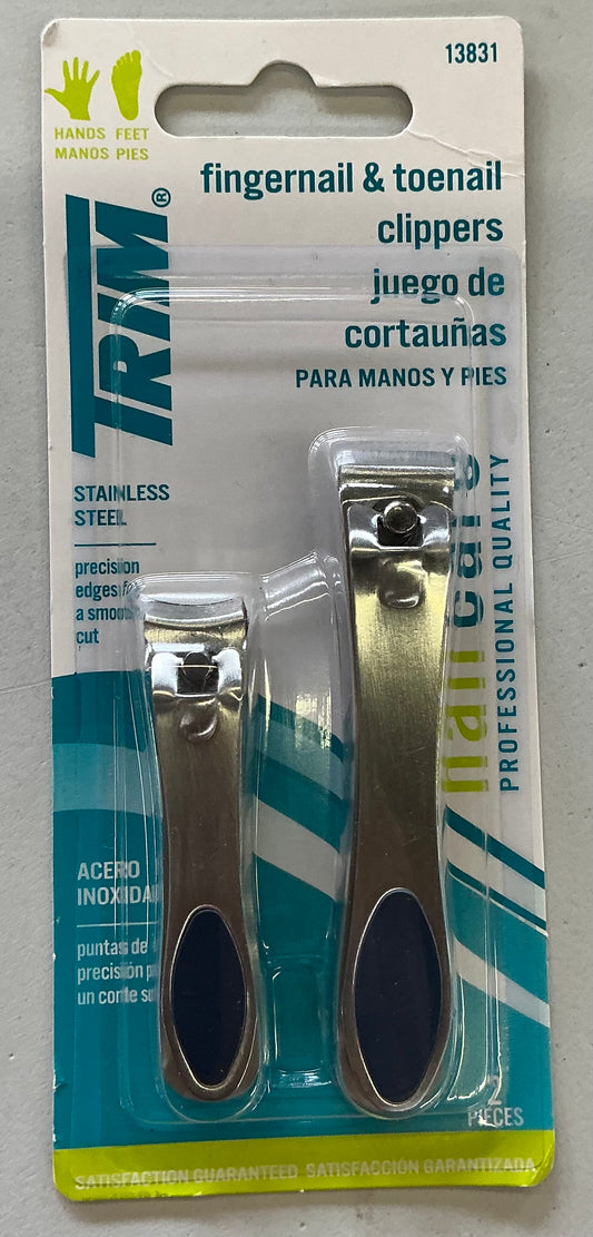 Trim stainless steel fingernail and toenail clippers pack of 2