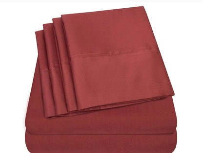 Sweet Home Collection King 6-piece sheet set in burgundy microfiber.