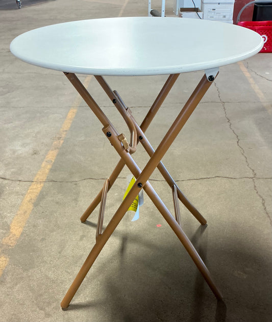Steel round French cafe outdoor patio bistro table - beige - MINOR COSMETIC FLAWS - PICK UP ONLY