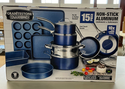 Granitestone 15-pc. Non-Stick Cookware Set