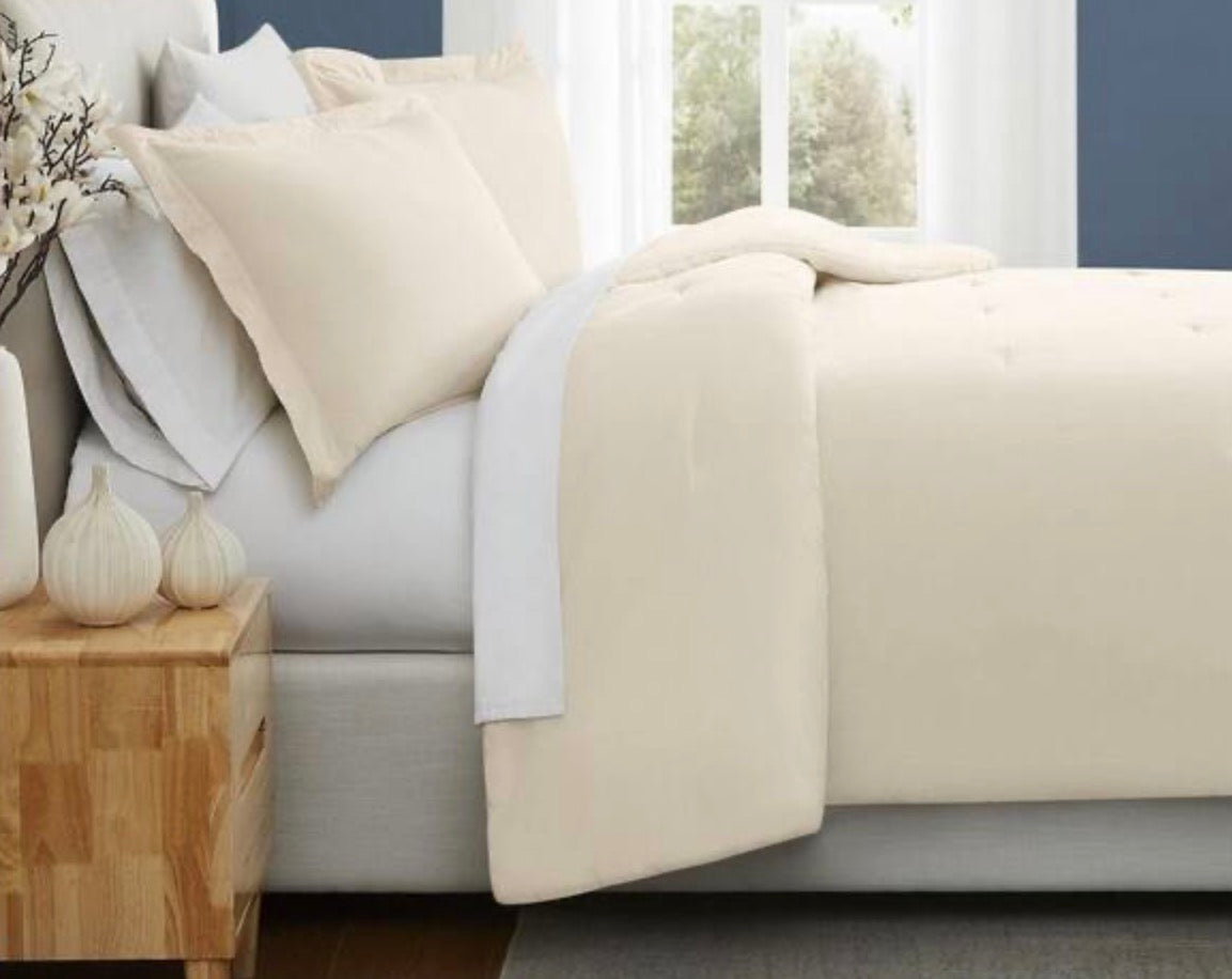Essential 3-Piece Natural Solid Cotton King Comforter Set