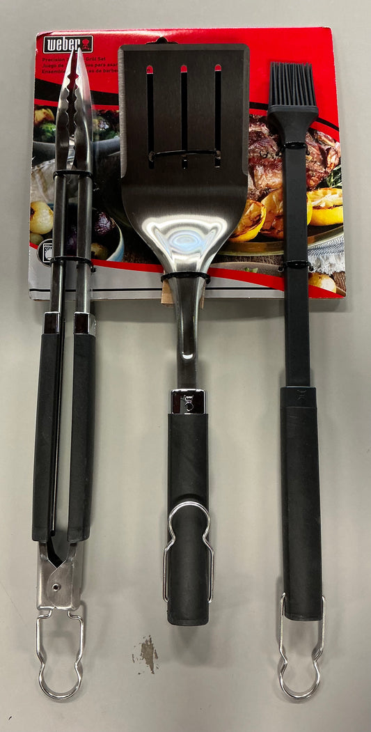 Weber 3pc precision grill tool set - black