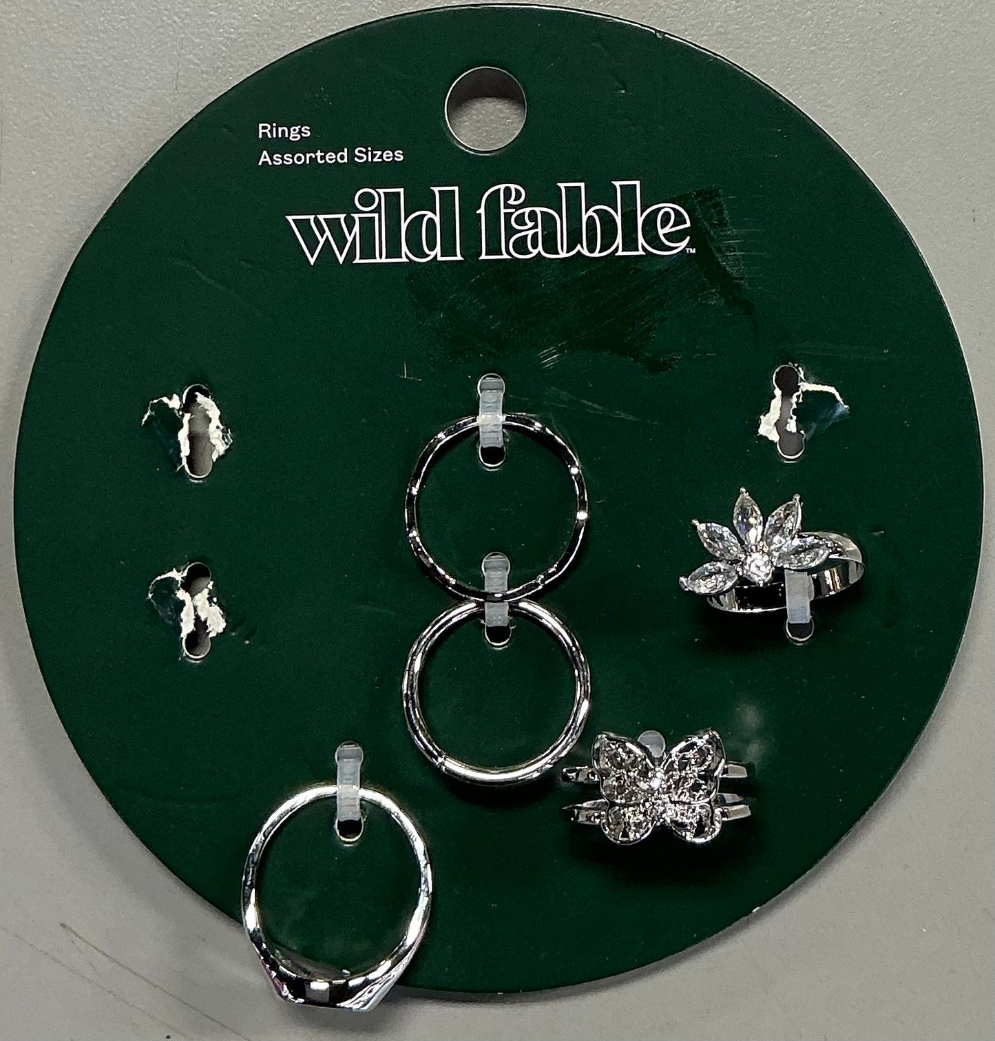 Silver-tone ring set featuring assorted designs-As Is