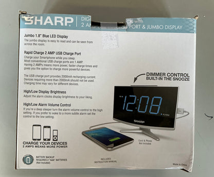 Jumbo LED curved display alarm clock - Sharp - OPEN BOX