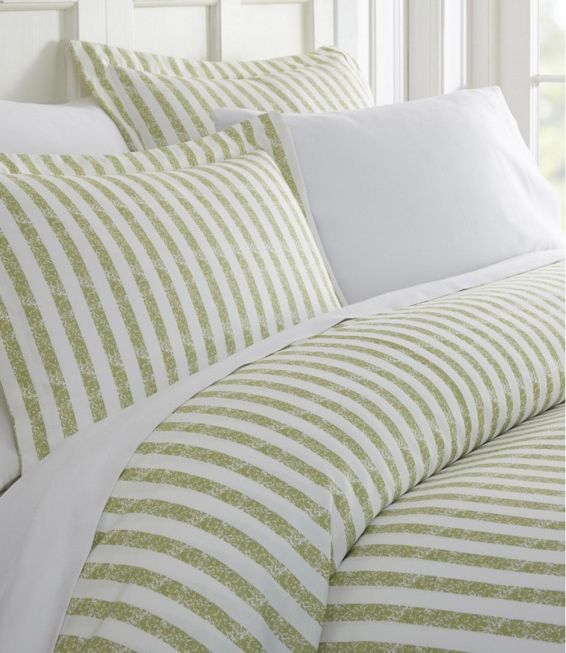 Becky Cameron Rugged Stripes Sage duvet cover set king/cal king 3pcs