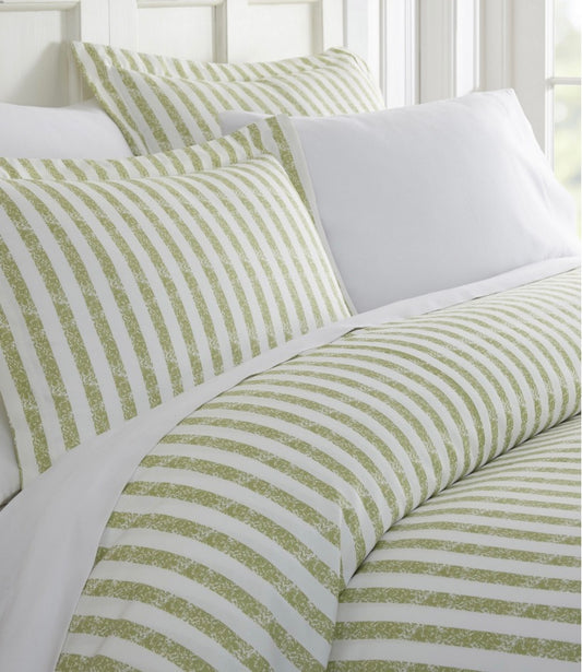 Becky Cameron Rugged Stripes Sage duvet cover set king/cal king 3pcs