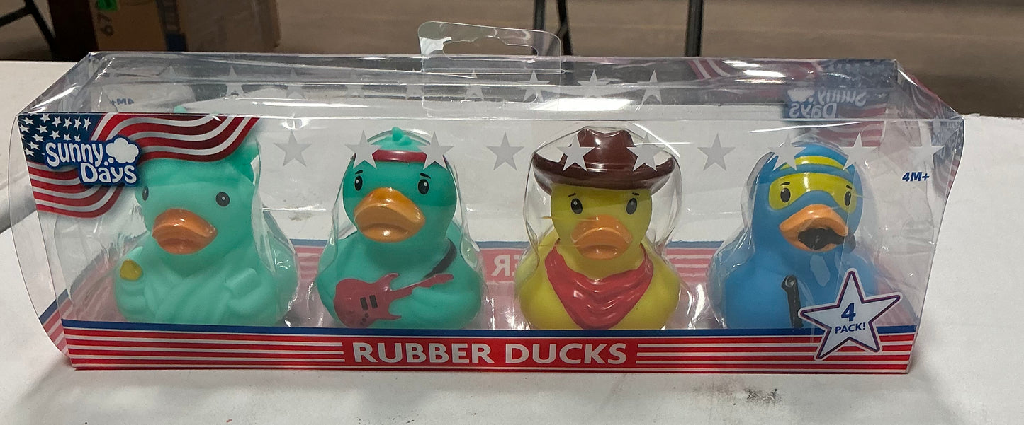 Sunny days squeeezy 4pk Americana rubber ducks fidget toy