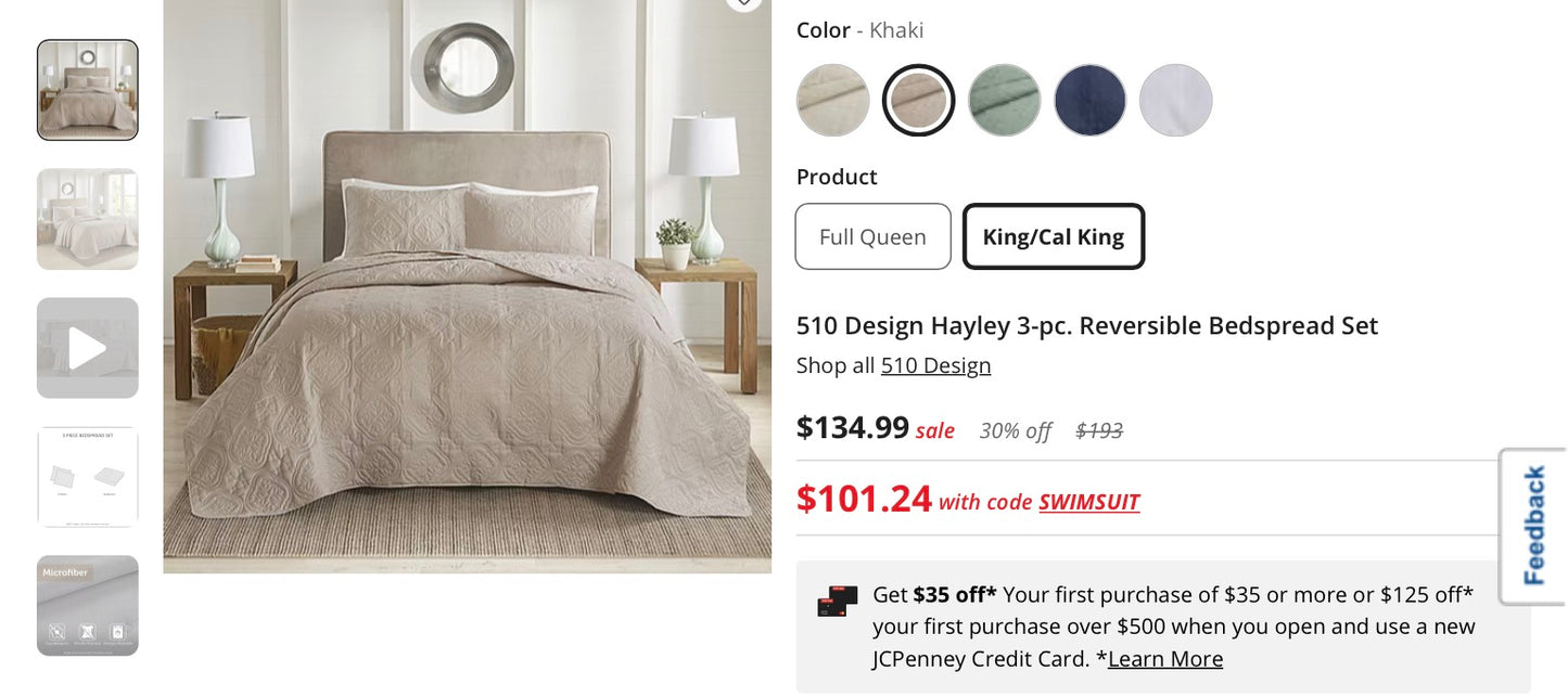510 Design Hayley 3-pc. Reversible Bedspread Set king/cal king