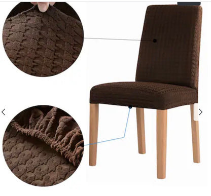 No. 918 Sparta 2-pack Houndstooth Textured Stretch Fit Elastic Dining Chair Cover Pair