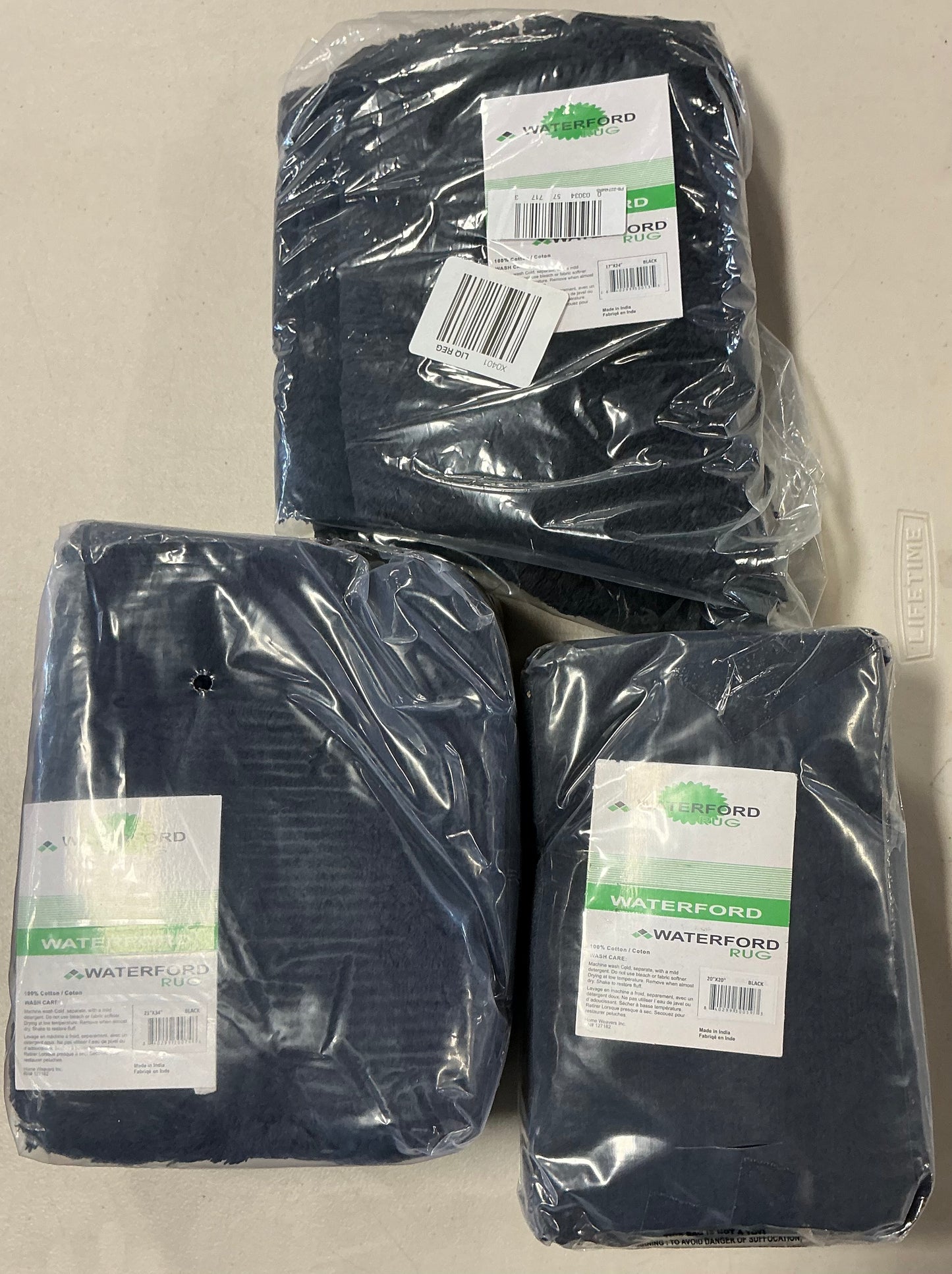 3-Pieces Quick Dry Bath Rug Set black