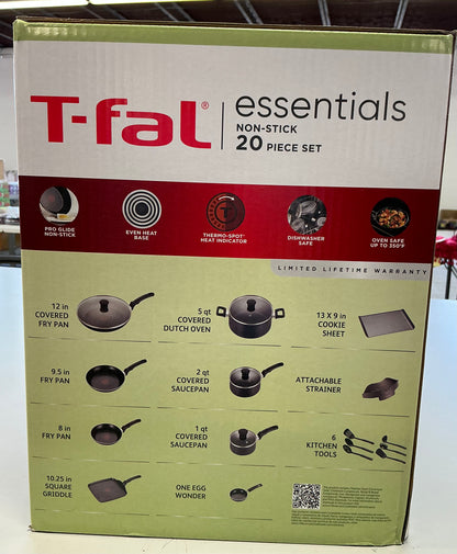 T-Fal Essentials 20-pc. Aluminum Non-Stick Cookware Set