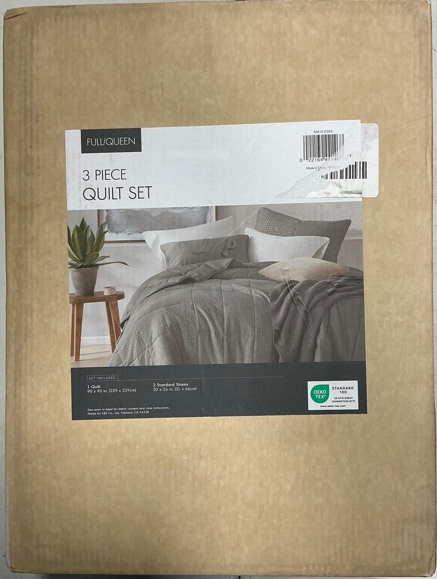 510 Design Mina Waffle Weave Textured 3 Pieces Quilt Set Full/Queen-Gray