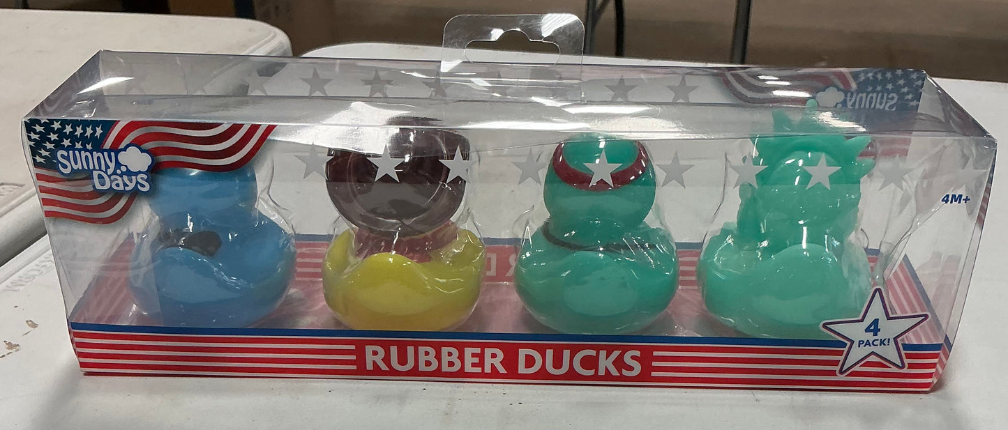 Sunny days squeeezy 4pk Americana rubber ducks fidget toy