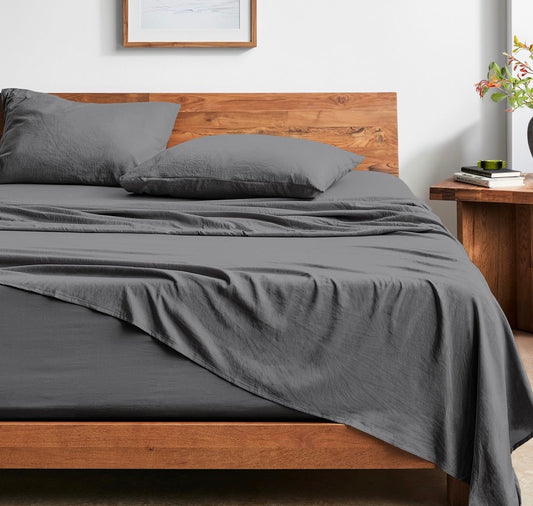 Bare Home sandwashed sheet set 3 pieces Twin-Grey