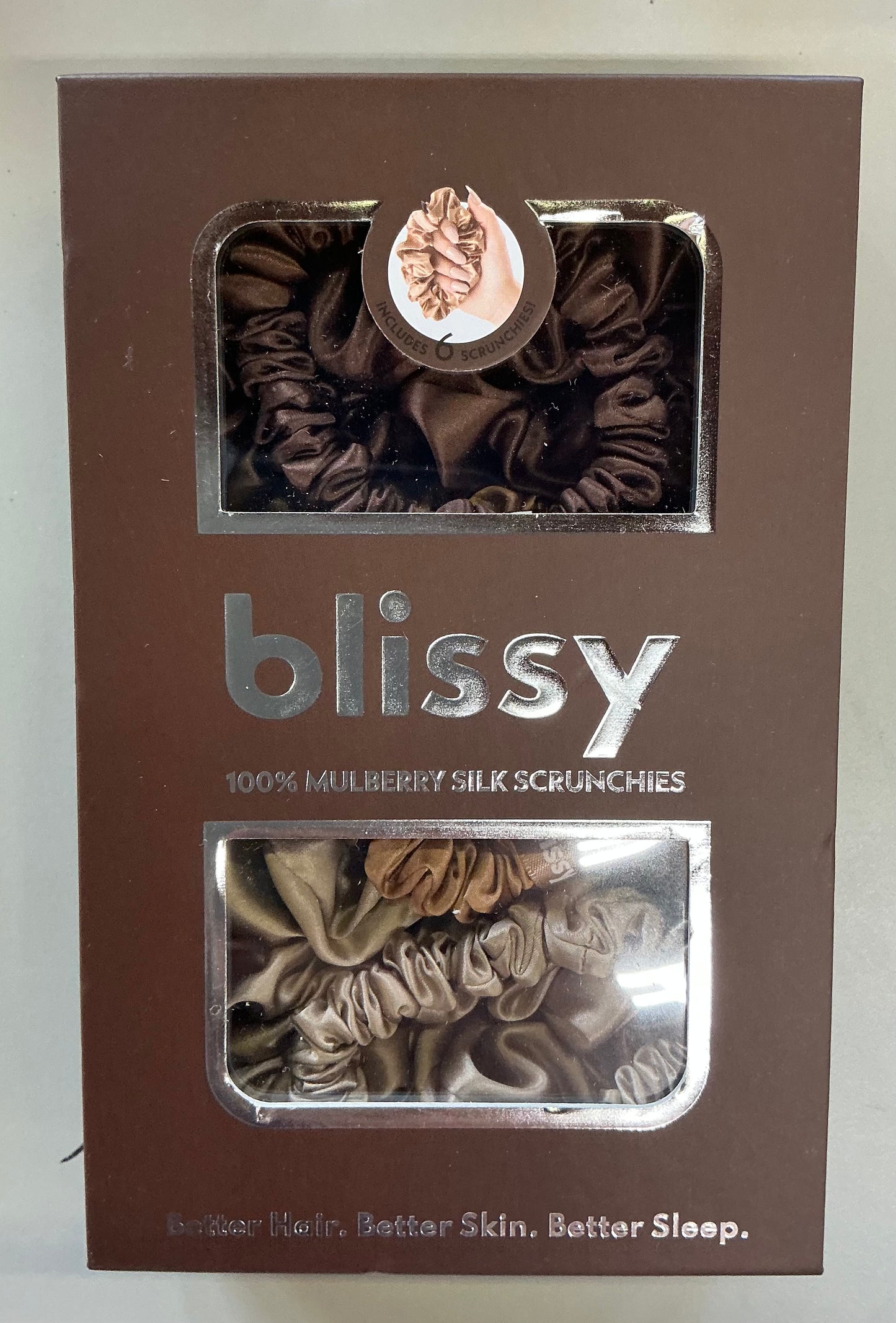 Blissy 6pk scrunchie set, 3 regular & 3 skinny