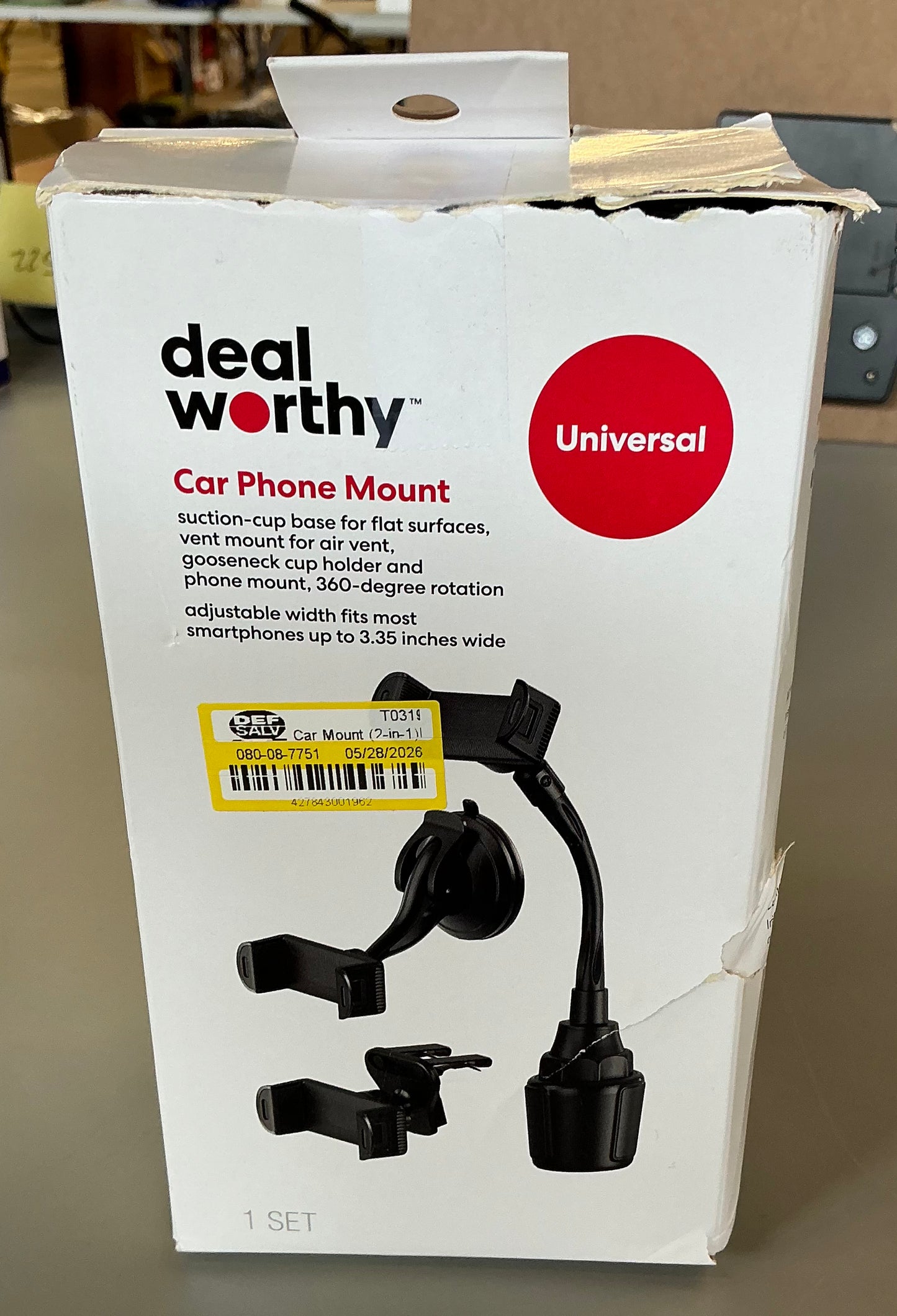 Car phone mount - AS IS - OPEN BOX - MISSING AIR VENT MOUNT