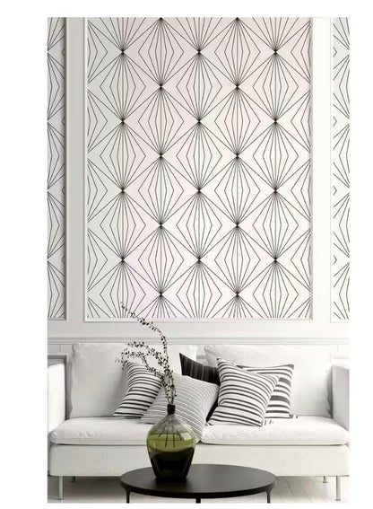Vicente diamond vector 33” L x 20.9” W wallpaper roll color ebony/eggsshell(clearance)
