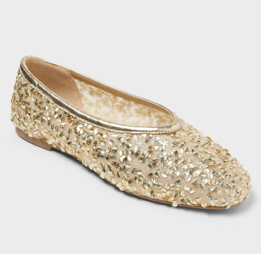 A New Day champagne-colored Women's Sammie shoes with a sequin finish size 8 1/2