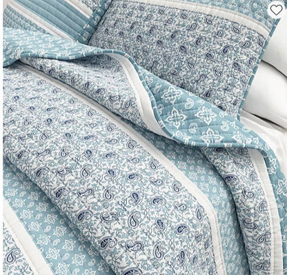 Linery Stripe Paisley Reversible Quilt Set