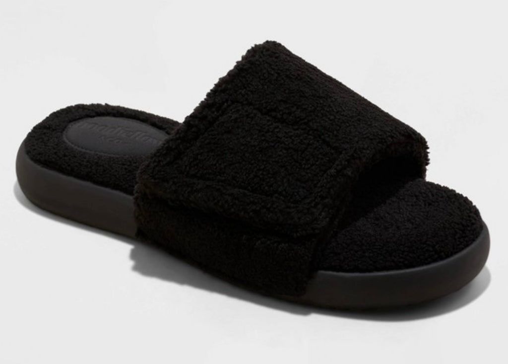 Men's Rodney Adjustable Slide Slippers Black Size 9
