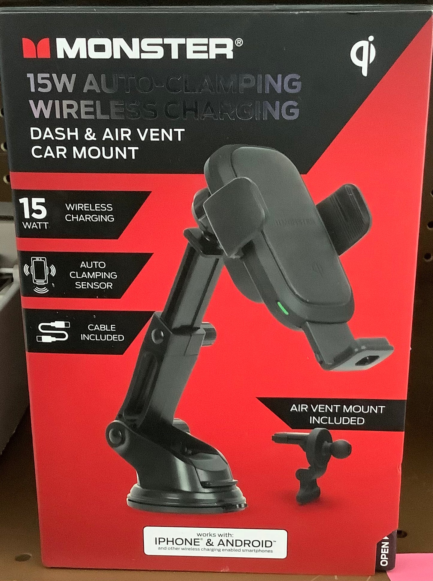 Monster 15Watt Magnetic Wireless Charging Car Mount Dash and Vent Mount