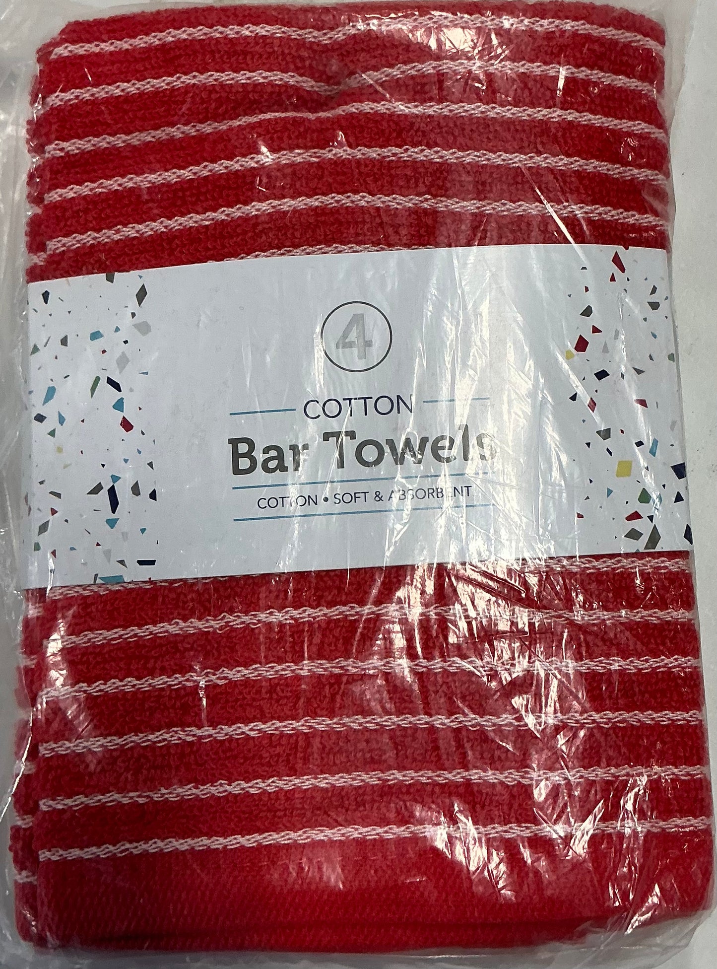 4-pieces bar towel set red and white