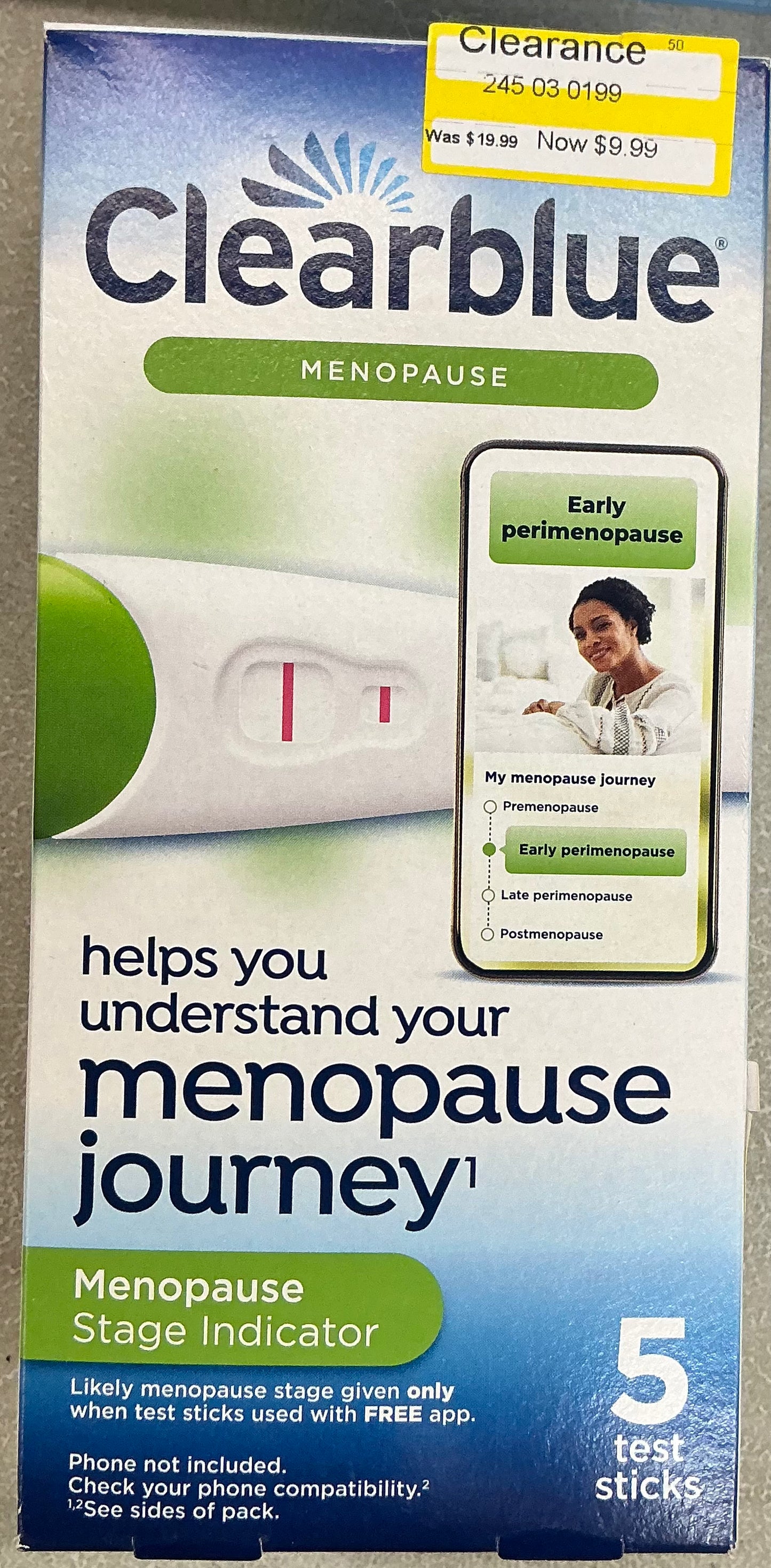 Clearblue Menopause Stage Indicator kit with 5 test sticks