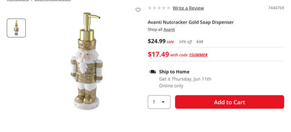 Avanti Nutcracker Gold Soap Dispenser