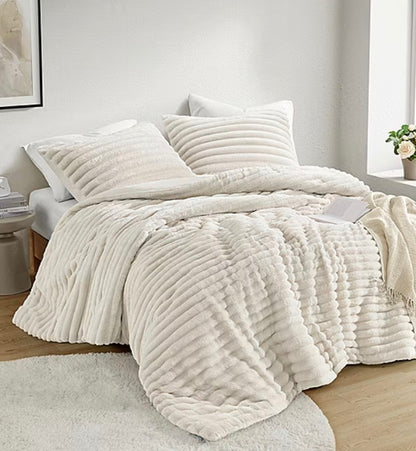 510 Design Avril Fluffy Ribbed Plush Midweight 3 Pieces Comforter Set Full/Queen-Included( 1 Comforter and 2 Shams)-Ivory
