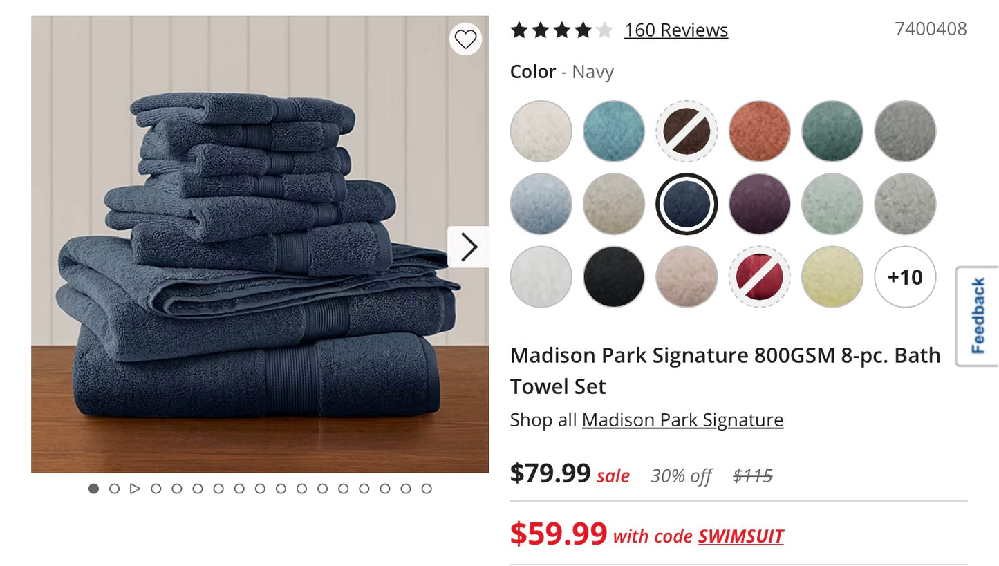 Madison Park Signature 800GSM 8 Pieces Bath Towel Set-Dark Navy