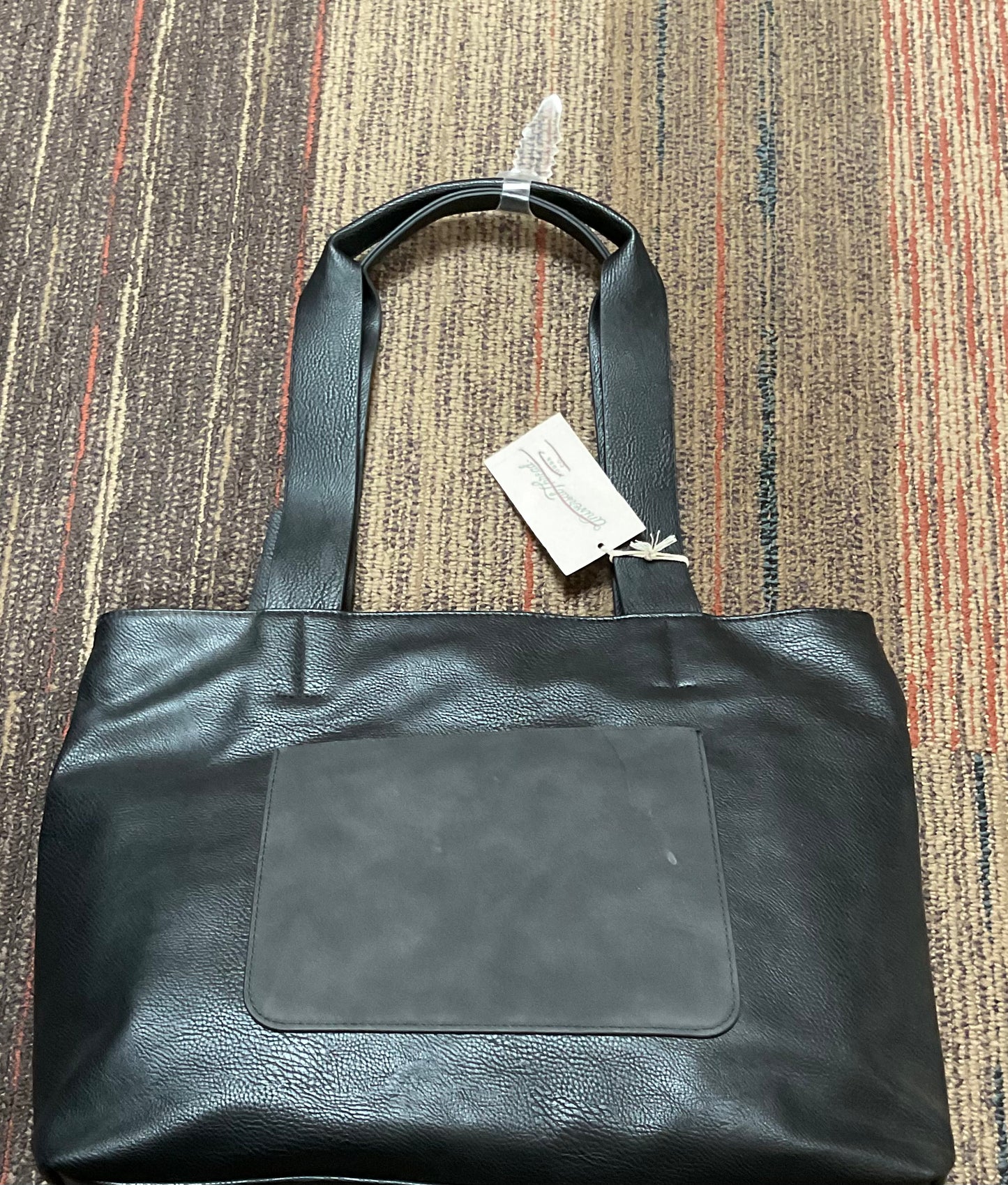 (Clearance )Black Shoulder Laptop Purse Faux Leather