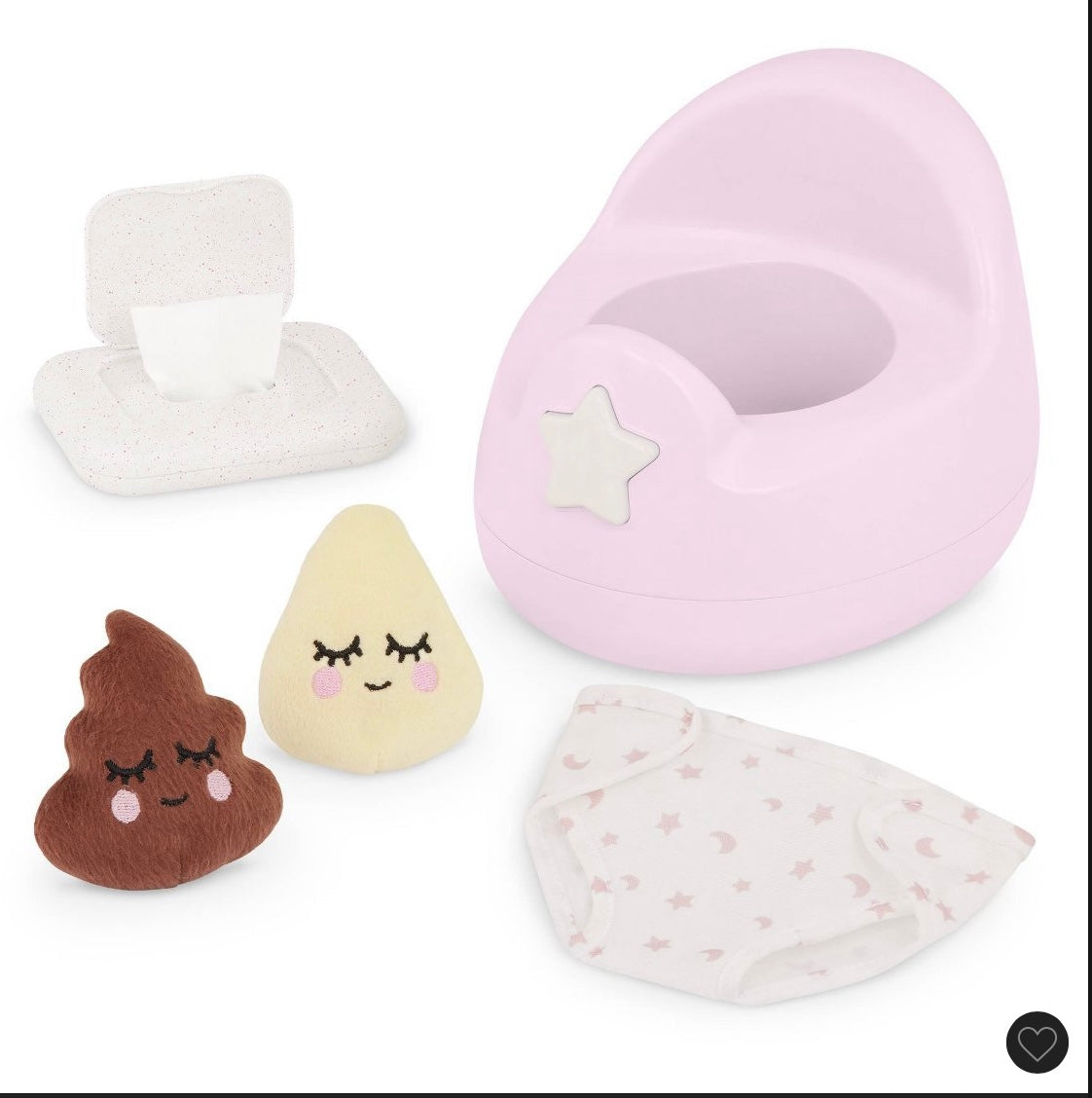 Lullababy baby doll pink potty set with plush accessories