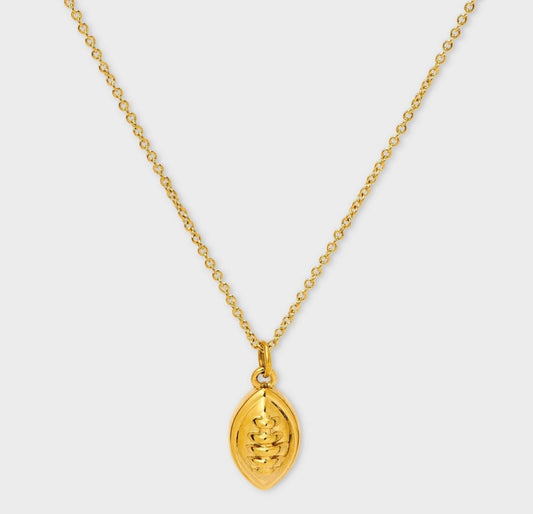 Football necklace featuring a 14K gold ion plated charm on a chain