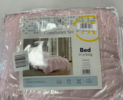Sweet Home Collection™ All Season Reversible Bed-in-A-Bag 7 Pieces Comforter Set-Included(1 Comforter ,1 Flat Sheet,1 Fitted Sheet,4 Standard Pillowcase)-Pink