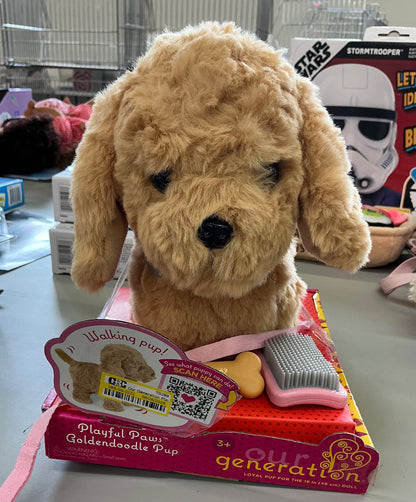 Our Generation playful paws Goldendoodle puppy walking & barking electronic interactive pet dog plush - OPEN PACKAGE