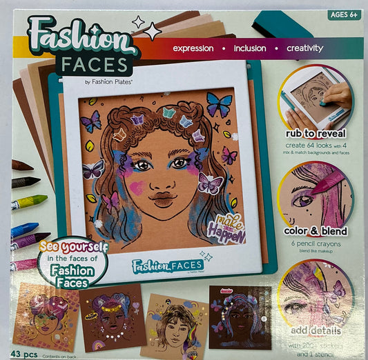 Fashion Faces arts and crafts kit designed for children ages 6 and up