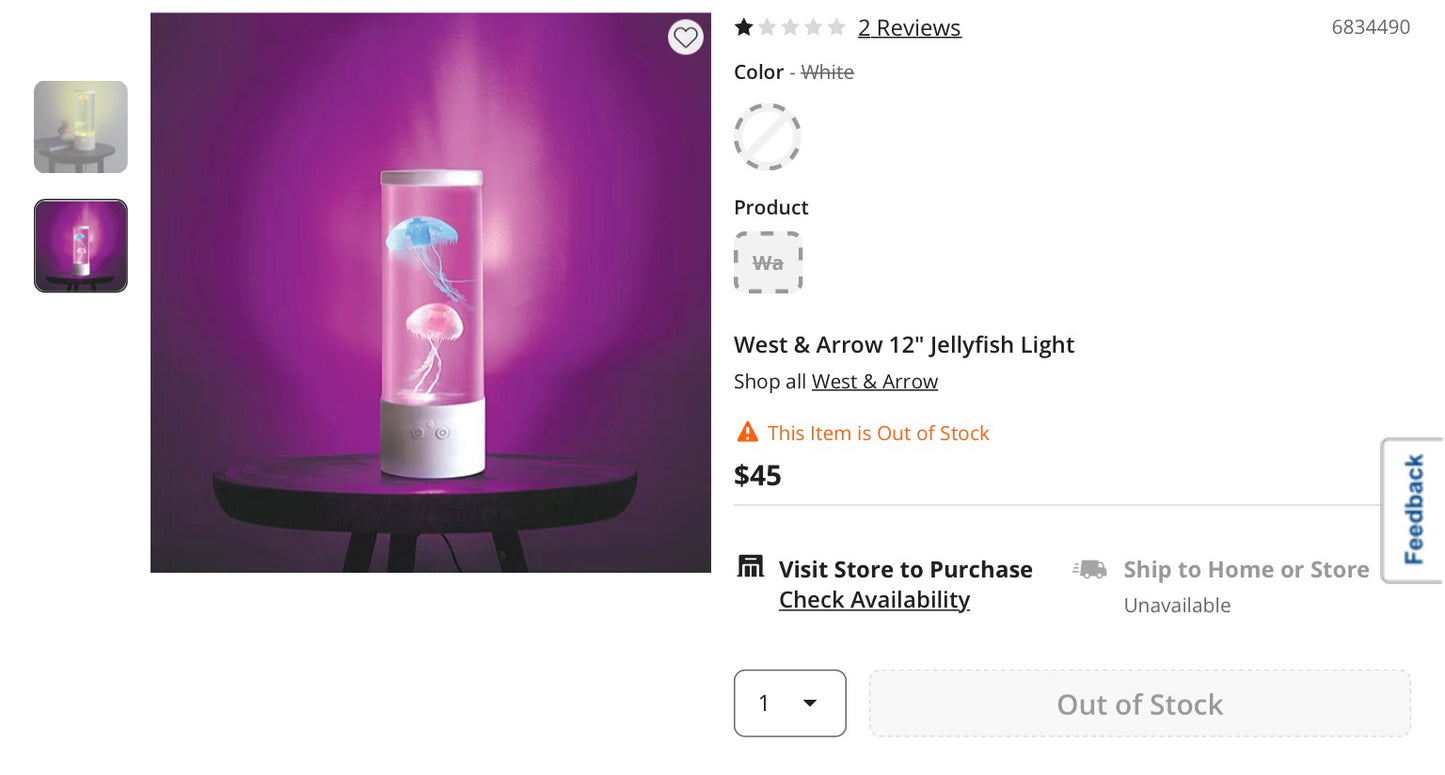 Thrifty 70- West & Arrow 12" Jellyfish Light- Used- As is- Final sale- No return