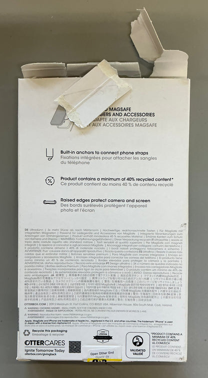 Otterbox iPhone 16 Pro Max symmetry series case with MagSafe - clear: solid plastic - OPEN BOX