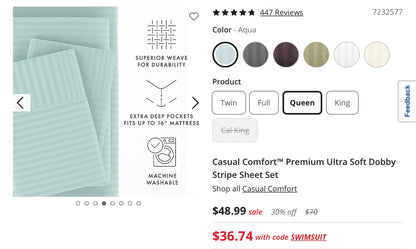 Casual Comfort™ Premium Ultra Soft Dobby Stripe 4 Pieces Sheet Set Queen