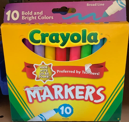 Crayola 10ct Kids Broadline Markers - Bold and Bright