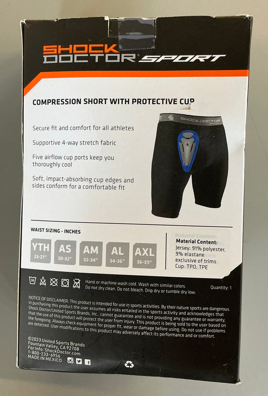 Shock doctor compression shorts with cup adult - black size M - OPEN BOX