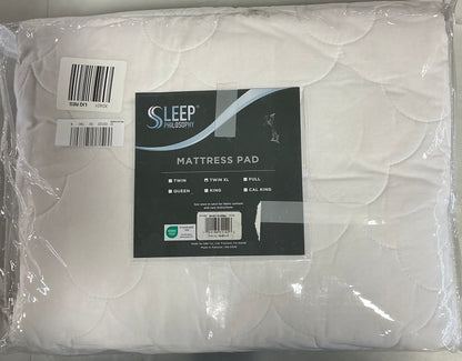 Sleep Philosophy All Natural Cotton Percale Quilted Mattress Pad Twin XL-White