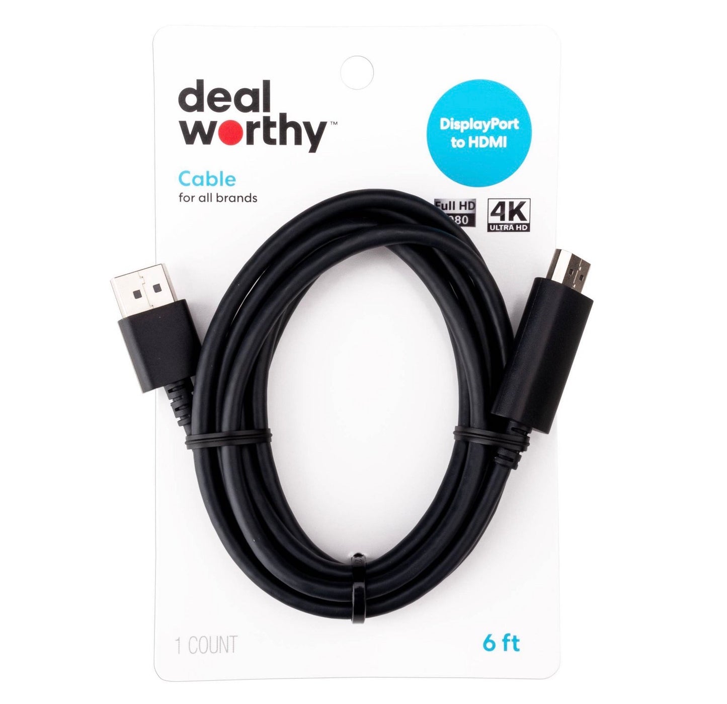 6-foot DisplayPort to HDMI cable from the brand dealworthy