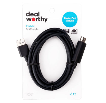 6-foot DisplayPort to HDMI cable from the brand dealworthy