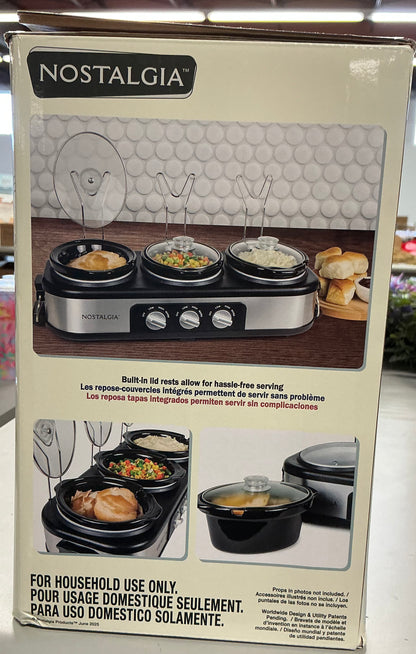 Nostalgia Triple 1 1/2 Qt Slow Cooker